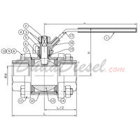 3-piece ball valve drawing