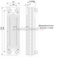 dimensions of B3-23A beer wort chiller