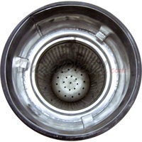 Inside of filter bag housing with strainer basket